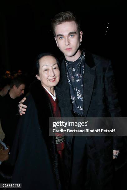 Setsuko Klossowska De Rola and Gabriel-Kane Day-Lewis attend the Haider Ackermann show as part of the Paris Fashion Week Womenswear Fall/Winter...