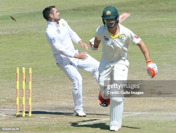 Mitchell Marsh of Australia makes his ground during day 3 of the 1st Sunfoil Test match between South Africa and Australia at Sahara Stadium...