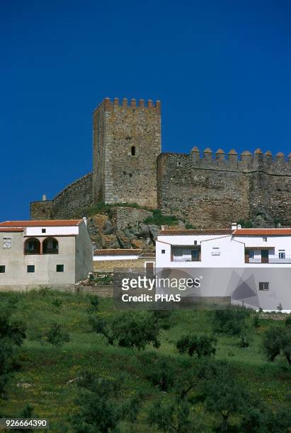Segura de Leon, province of Badajoz, Extremadura, Spain. Castle. It was built in the 13th century by the Order of Santiago. The castle was remodeled...