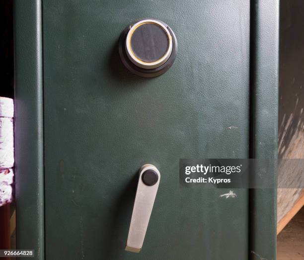 europe, greece, 2018: view of steel gun safe - gun safe stock pictures, royalty-free photos & images