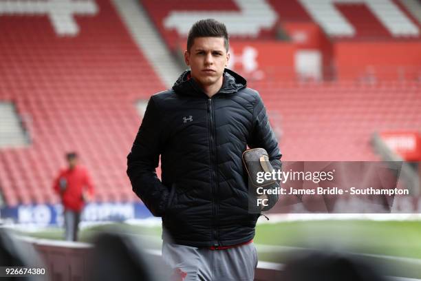 Guido Carrillo of Southampton FC ahead of the Premier League match between Southampton and Stoke City at St Mary's Stadium on March 3, 2018 in...