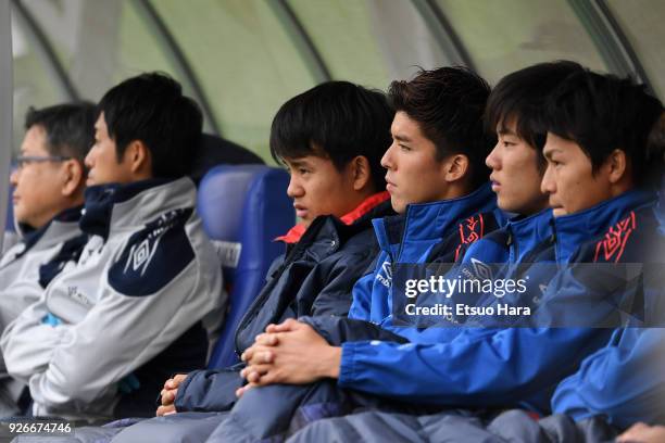 Takefusa Kubo of FC Tokyo looks on during the J.League J1 match between FC Tokyo and Vegalta Sendai at Ajinomoto Stadium on March 3, 2018 in Chofu,...