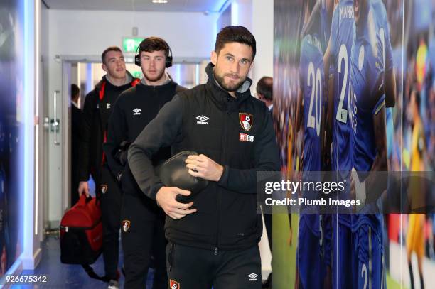 Andrew Surman of Bournemouth arrives at King Power Stadium ahead of the Premier League match between Leicester City and Bournemouth at King Power...