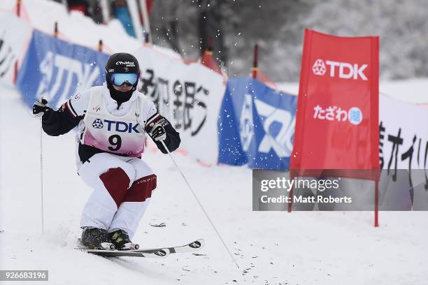 Benjamin Cavet of France competes during the mens moguls on day one of the FIS Freestyle Skiing World Cup Tazawako at Tazawako Ski Resort on March 3,...
