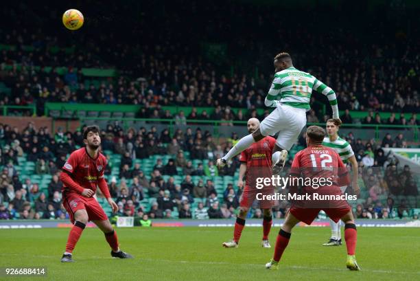 Moussa Dembele of Celtic scores his first goal of the game during the Scottish Cup Quarter Final match between Celtic and Greenock Morton at Celtic...