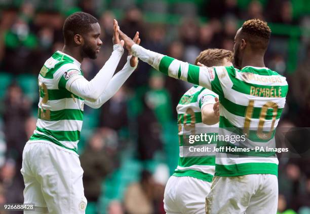 Celtics Odsonne Edouard celebrates scoring his side's third goal of the game during the William Hill Scottish Cup, Quarter Final match at Celtic...