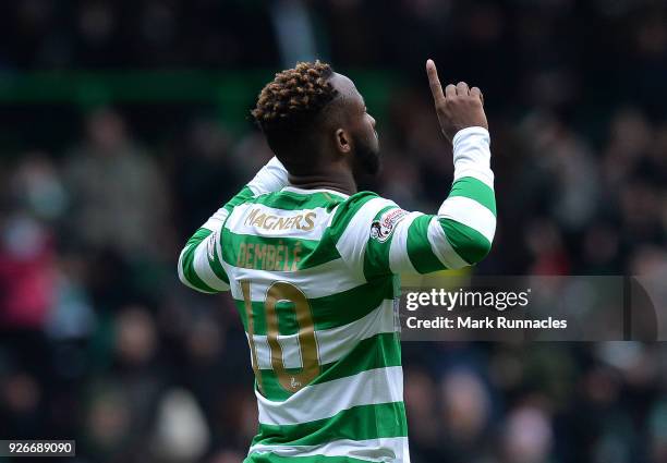 Moussa Dembele of Celtic celebrates scoring his first goal of the game during the Scottish Cup Quarter Final match between Celtic and Greenock Morton...