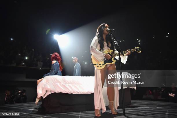 Demi Lovato performs during "Tell Me You Love Me" World Tour at The Forum on March 2, 2018 in Inglewood, California.