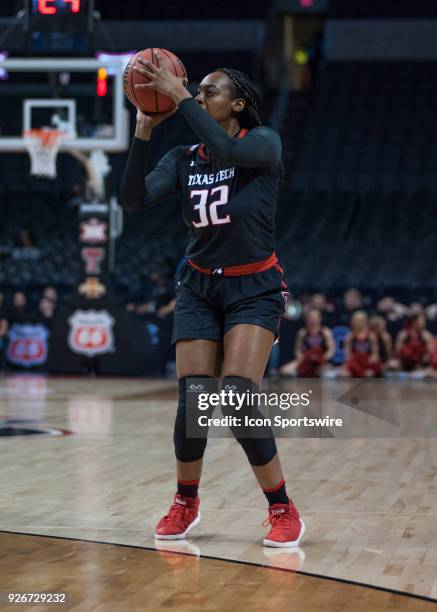 Texas Tech Dayo Olabode shooting a three pointer during the Texas Tech Lady Raiders Big 12 Women's Championship game versus the Iowa State Cyclones...