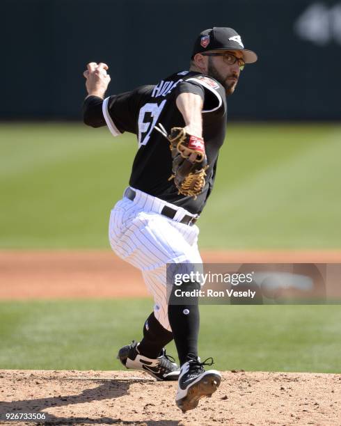 House of the Chicago White Sox pitches against the Texas Rangers on February 28, 2018 at Camelback Ranch in Glendale Arizona.