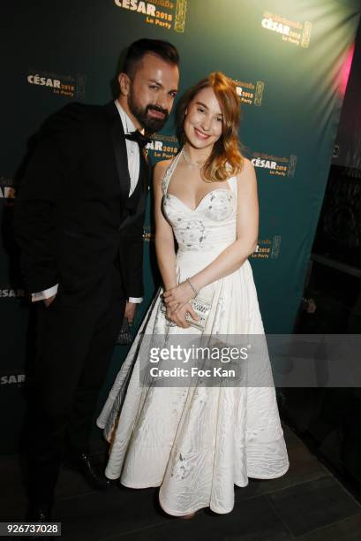 Fashion designer Julien Fournie and actress Deborah Francois attend at the Cesar Film Awards 2018 After Party at Le Queen on March 2, 2018 in Paris,...