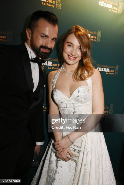 Fashion designer Julien Fournie and actress Deborah Francois attend at the Cesar Film Awards 2018 After Party at Le Queen on March 2, 2018 in Paris,...