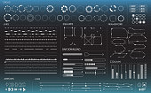 set of black and white infographic elements. Head-up display elements for the web and app. Futuristic user interface