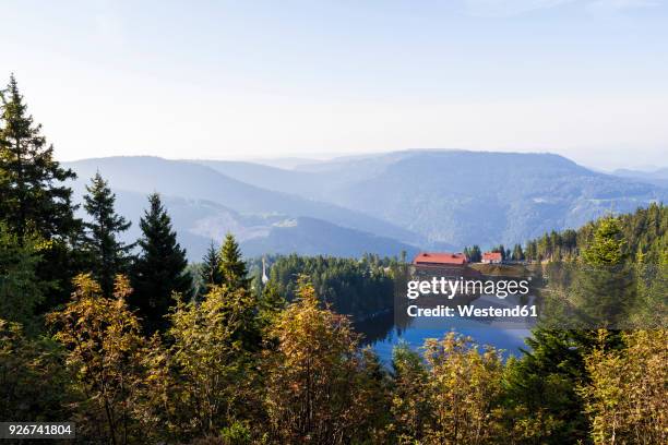 germany, baden-wurttemberg, black forest, hotel at lake mummelsee - black forest germany stock pictures, royalty-free photos & images