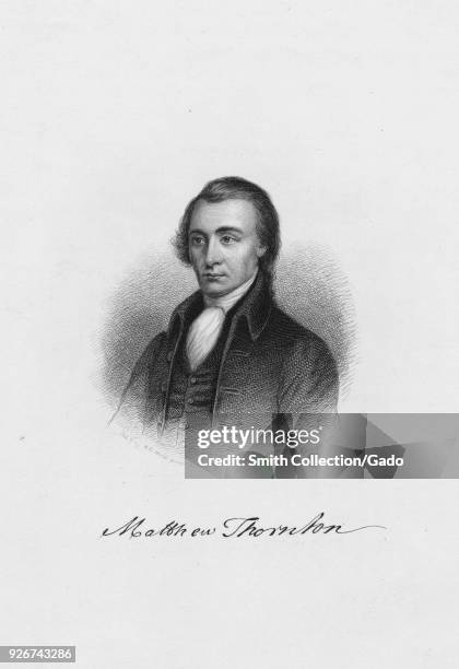 Engraved portrait of Matthew Thornton, physician, delegate to the Continental Congress and signer of the United States Declaration of Independence,...