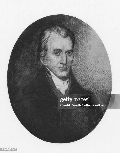 Engraved portrait of James Hillhouse, lawyer who served in both the United States Senate and House of Representatives, 1836. From the New York Public...