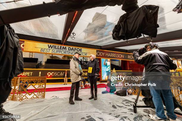 Ron Waldron and Renee Albert stand in for talent during production rehersals as preperations continue for this years 90th Oscars on March 2, 2018 in...