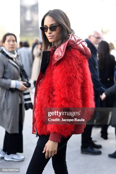 Cindy Bruna is seen leaving Elie Saab fashion show during Paris Fashion Week Womenswear Fall/Winter 2018/2019 on March 3, 2018 in Paris, France.