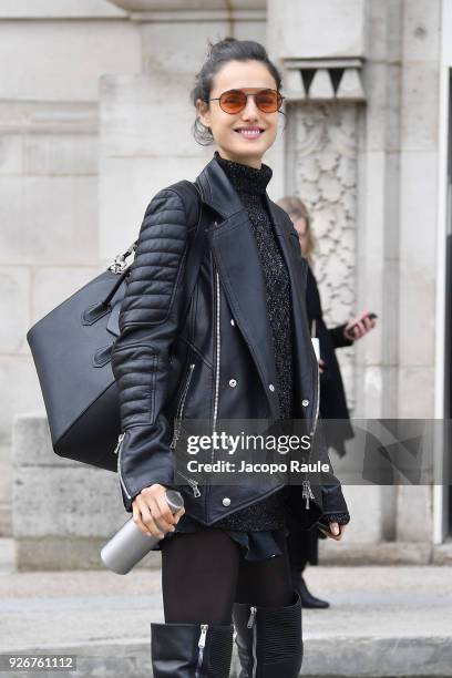 Blanca Padilla is seen arriving at Elie Saab fashion show during Paris Fashion Week Womenswear Fall/Winter 2018/2019 on March 3, 2018 in Paris,...