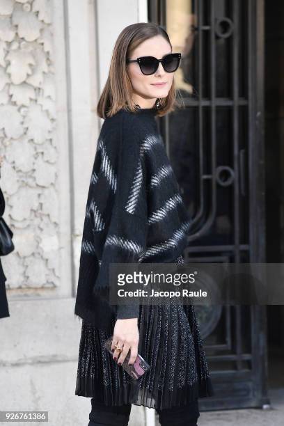 Olivia Palermo is seen arriving at Elie Saab fashion show during Paris Fashion Week Womenswear Fall/Winter 2018/2019 on March 3, 2018 in Paris,...