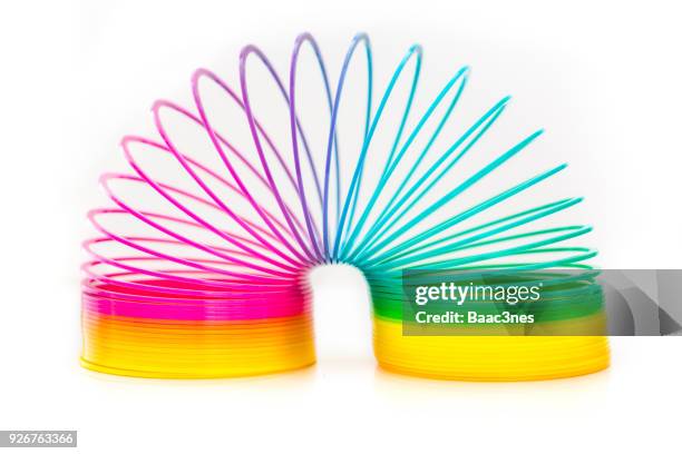 flexibility - colorful slinky toy - mola objeto manufaturado - fotografias e filmes do acervo