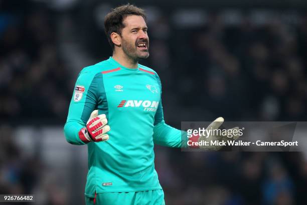 Derby County's Scott Carson during the Sky Bet Championship match between Derby County and Fulham at iPro Stadium on March 3, 2018 in Derby, England.
