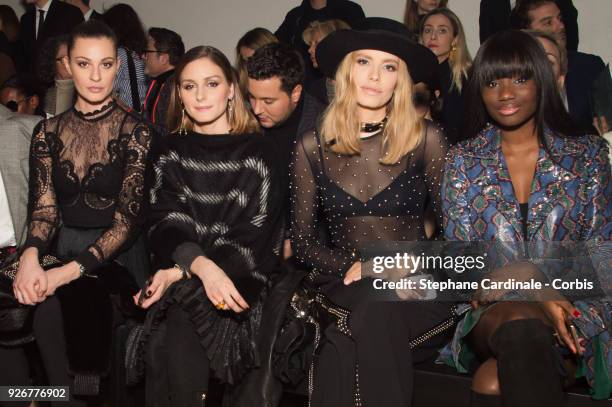 Sveva Alviti, Olivia Palermo, Elena Perminova and Karidja Toure attend the Elie Saab show as part of the Paris Fashion Week Womenswear Fall/Winter...