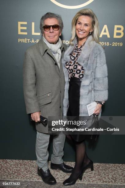 Jean-Daniel Lorieux and his wife attend the Elie Saab show as part of the Paris Fashion Week Womenswear Fall/Winter 2018/2019 on March 3, 2018 in...