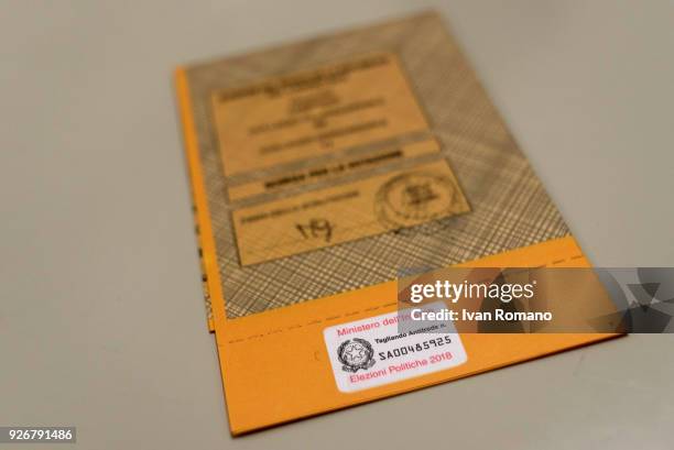 General view as the new adhesive authentication labels for the election ballots for the Senate of the Republic and the Chamber of Deputies are...