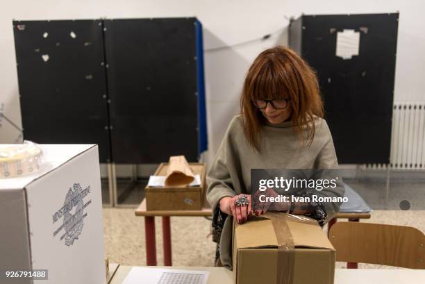 General view as the new adhesive authentication labels for the election ballots for the Senate of the Republic and the Chamber of Deputies are...