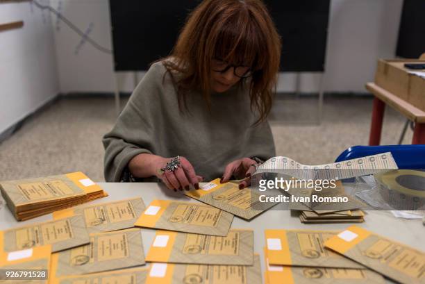 General view as the new adhesive authentication labels for the election ballots for the Senate of the Republic and the Chamber of Deputies are...