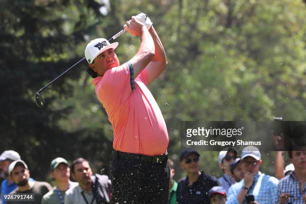 Pat Perez plays his shot from the third tee during the third round of World Golf Championships-Mexico Championship at Club de Golf Chapultepec on...