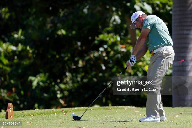 Golfer D.A. Points plays a second tee shot on the eighth hole during the second day of the Puerto Rico Open Charity Pro-Am at TPC Dorado Beach on...