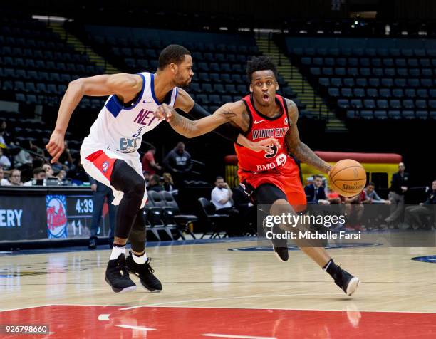 Antonio Blakeney of the Windy City Bulls handles the ball during the game against the Long Island Nets during an NBA G-League game on March 2, 2018...