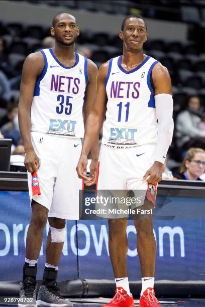 Milton Doyle and Shannon Scott of the Long Island Nets look on against the Windy City Bulls during an NBA G-League game on March 2, 2018 at NYCB Live...