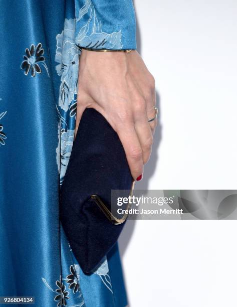 Director Ana Asensio, handbag detail, attends the 2018 Film Independent Spirit Awards on March 3, 2018 in Santa Monica, California.