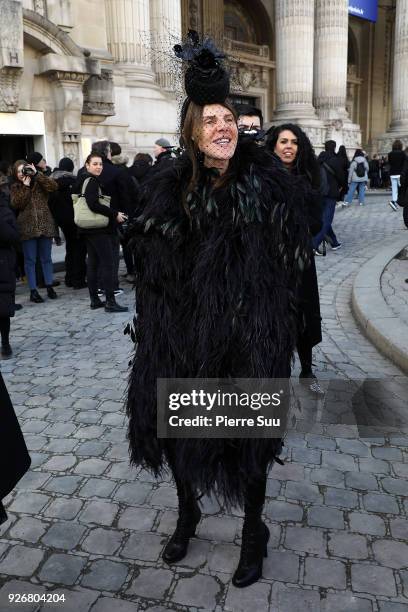 Anna Dello Russo attends the Elie Saab show as part of the Paris Fashion Week Womenswear Fall/Winter 2018/2019 on March 3, 2018 in Paris, France.