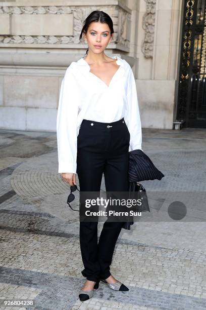 Georgia Fowler attends the Elie Saab show as part of the Paris Fashion Week Womenswear Fall/Winter 2018/2019 on March 3, 2018 in Paris, France.