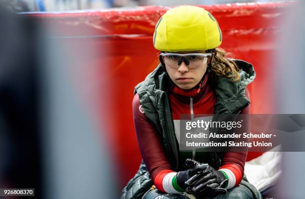 Petra Jaszapati of Hungary is seen during the World Junior Short Track Speed Skating Championships Day 1 at Arena Lodowa on March 3, 2018 in Tomaszow...
