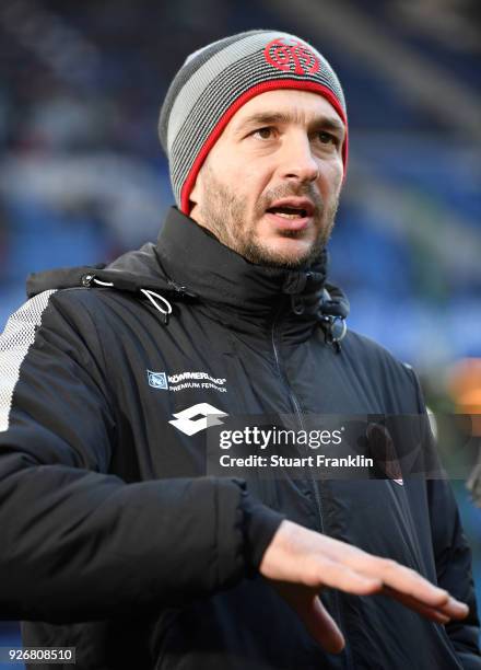 Sandro Schwarz, head coach of Mainz looks on during the Bundesliga match between Hamburger SV and 1. FSV Mainz 05 at Volksparkstadion on March 3,...