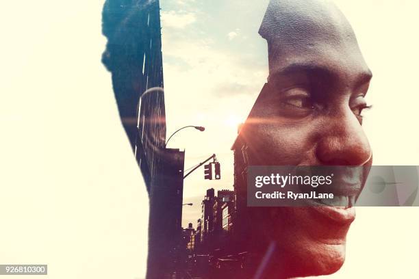 new york geest stadstaat concept afbeelding - black male profile stockfoto's en -beelden