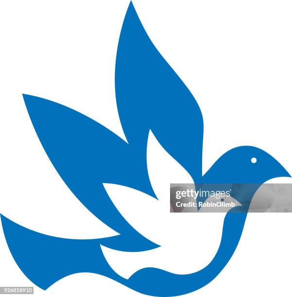 ilustraciones, imágenes clip art, dibujos animados e iconos de stock de icono de palomas azules y blancas - paloma ave
