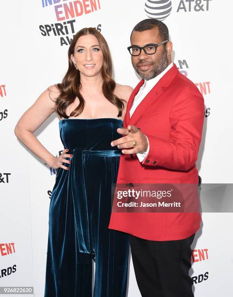 Chelsea Peretti and Jordan Peele attend the 2018 Film Independent Spirit Awards on March 3, 2018 in Santa Monica, California.