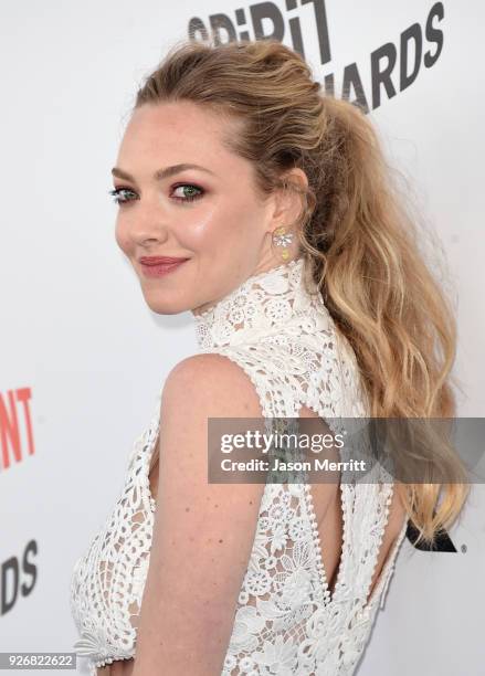 Actor Amanda Seyfried attends the 2018 Film Independent Spirit Awards on March 3, 2018 in Santa Monica, California.