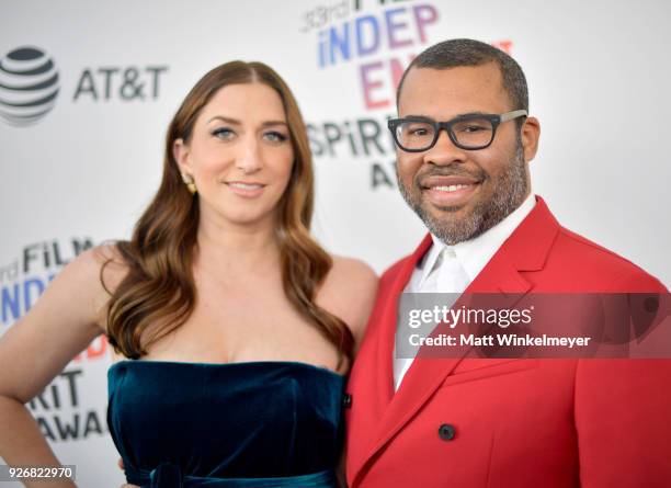 Chelsea Peretti and Jordan Peele attend the 2018 Film Independent Spirit Awards on March 3, 2018 in Santa Monica, California.