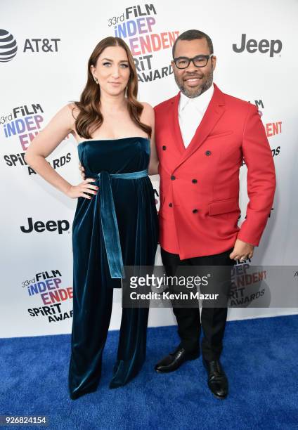 Comedian Chelsea Peretti and director Jordan Peele attend the 2018 Film Independent Spirit Awards on March 3, 2018 in Santa Monica, California.