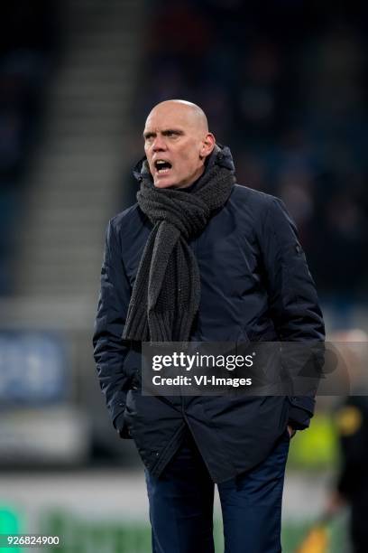 Coach Jurgen Streppel of sc Heerenveen during the Dutch Eredivisie match between sc Heerenveen and Willem II Rotterdam at Abe Lenstra Stadium on...