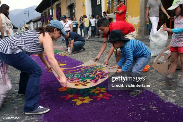 antigua easter sunday procession - holy week ceremonies stock pictures, royalty-free photos & images