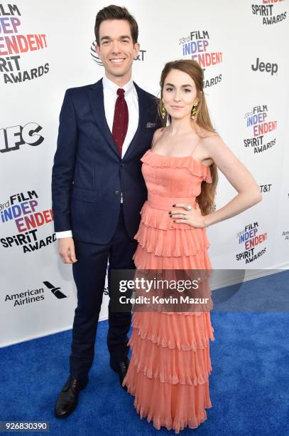 Comedian John Mulaney and make-up artist Annamarie Tendler attend the 2018 Film Independent Spirit Awards on March 3, 2018 in Santa Monica,...