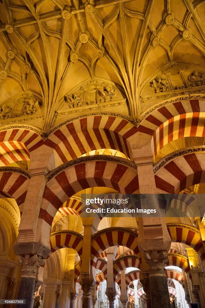Double arches and ceiling with Old Testament figures, Hypostyle Prayer Hall, Cordoba Cathedral Mosque